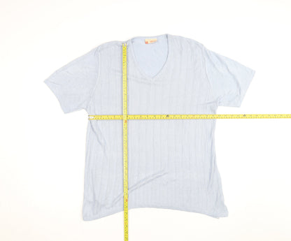 Grili Women's Blue V-Neck Short Sleeve Knit Cotton T-Shirt Size 4