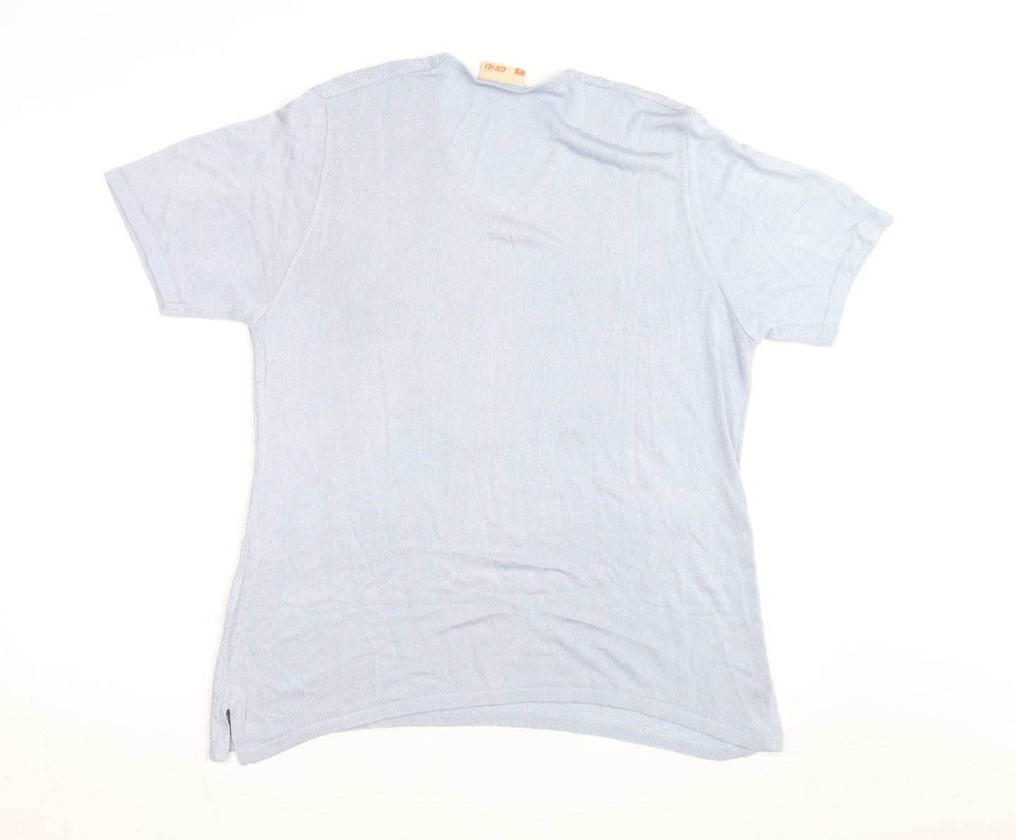 Grili Women's Blue V-Neck Short Sleeve Knit Cotton T-Shirt Size 4