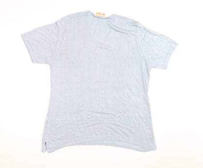 Grili Women's Blue V-Neck Short Sleeve Knit Cotton T-Shirt Size 4