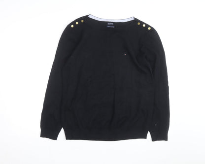 Tommy Hilfiger Men's Black Cotton Crew Neck Pullover Jumper XL