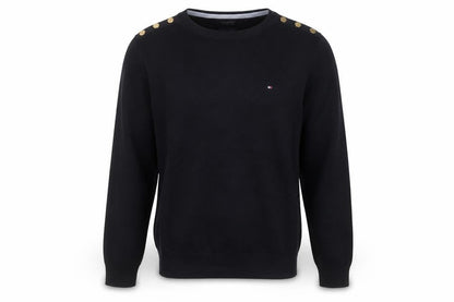 Tommy Hilfiger Men's Black Cotton Crew Neck Pullover Jumper XL