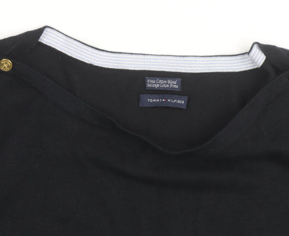 Tommy Hilfiger Men's Black Cotton Crew Neck Pullover Jumper XL