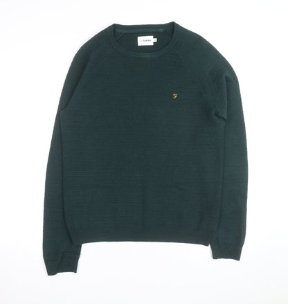 Farah Men’s Green Cotton Crew Neck Pullover Jumper Size M