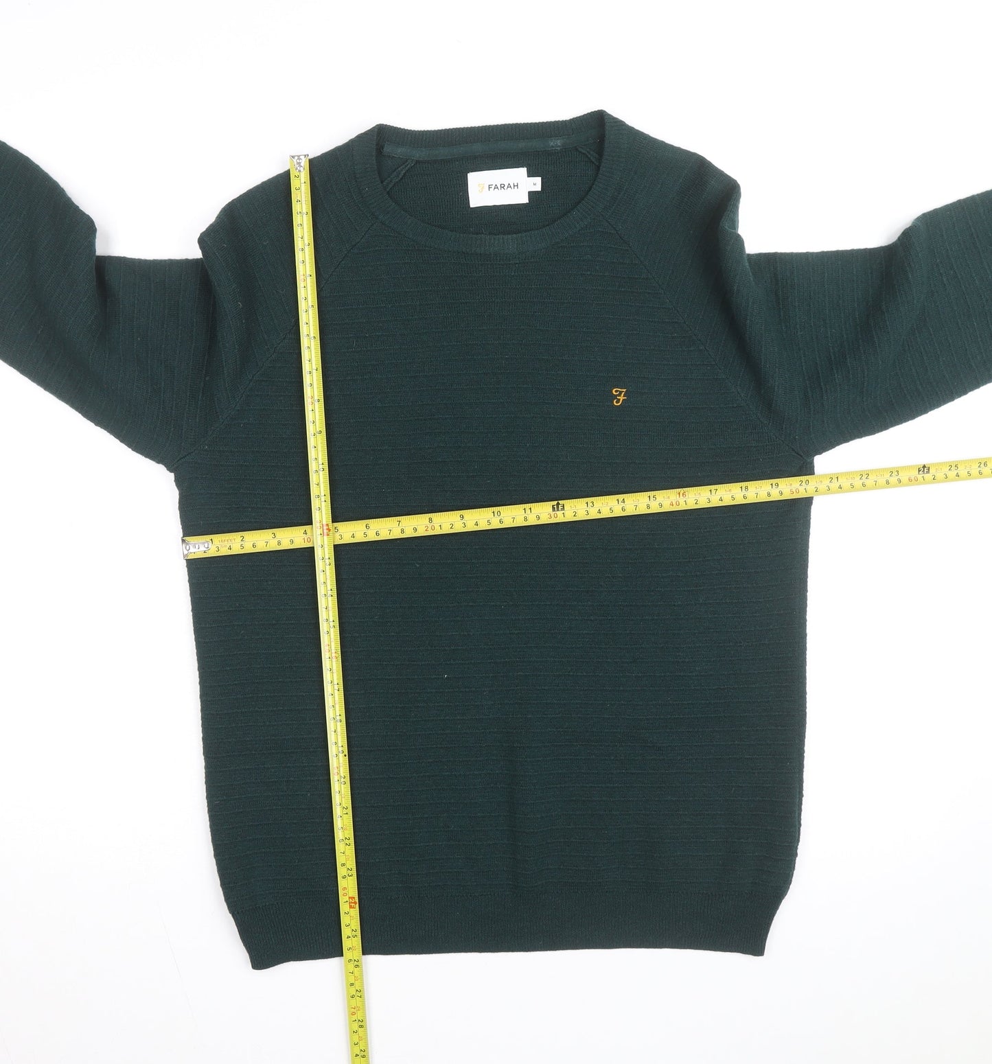 Farah Men’s Green Cotton Crew Neck Pullover Jumper Size M
