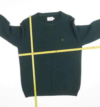 Farah Men’s Green Cotton Crew Neck Pullover Jumper Size M