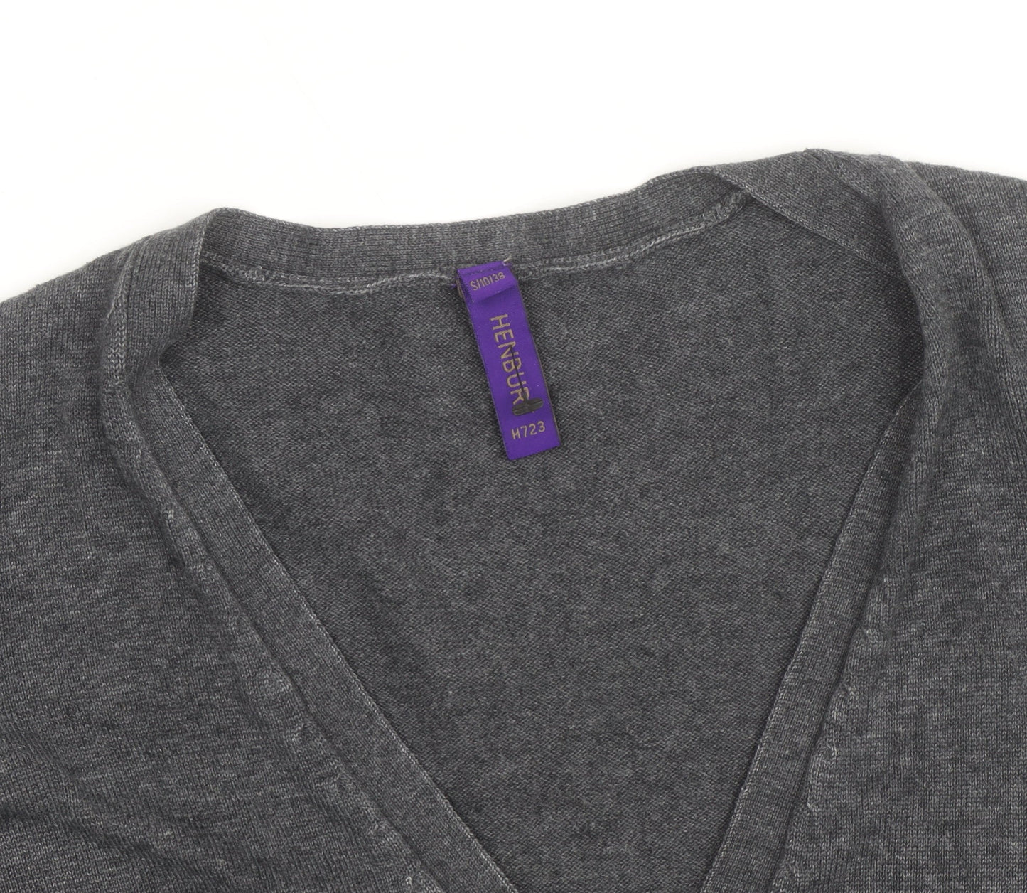 Henbury Women’s Grey V-Neck Cardigan Size Small Cotton Blend