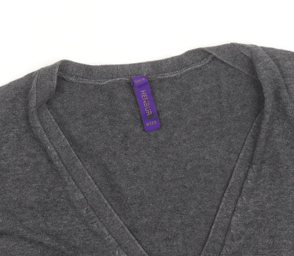 Henbury Women’s Grey V-Neck Cardigan Size Small Cotton Blend