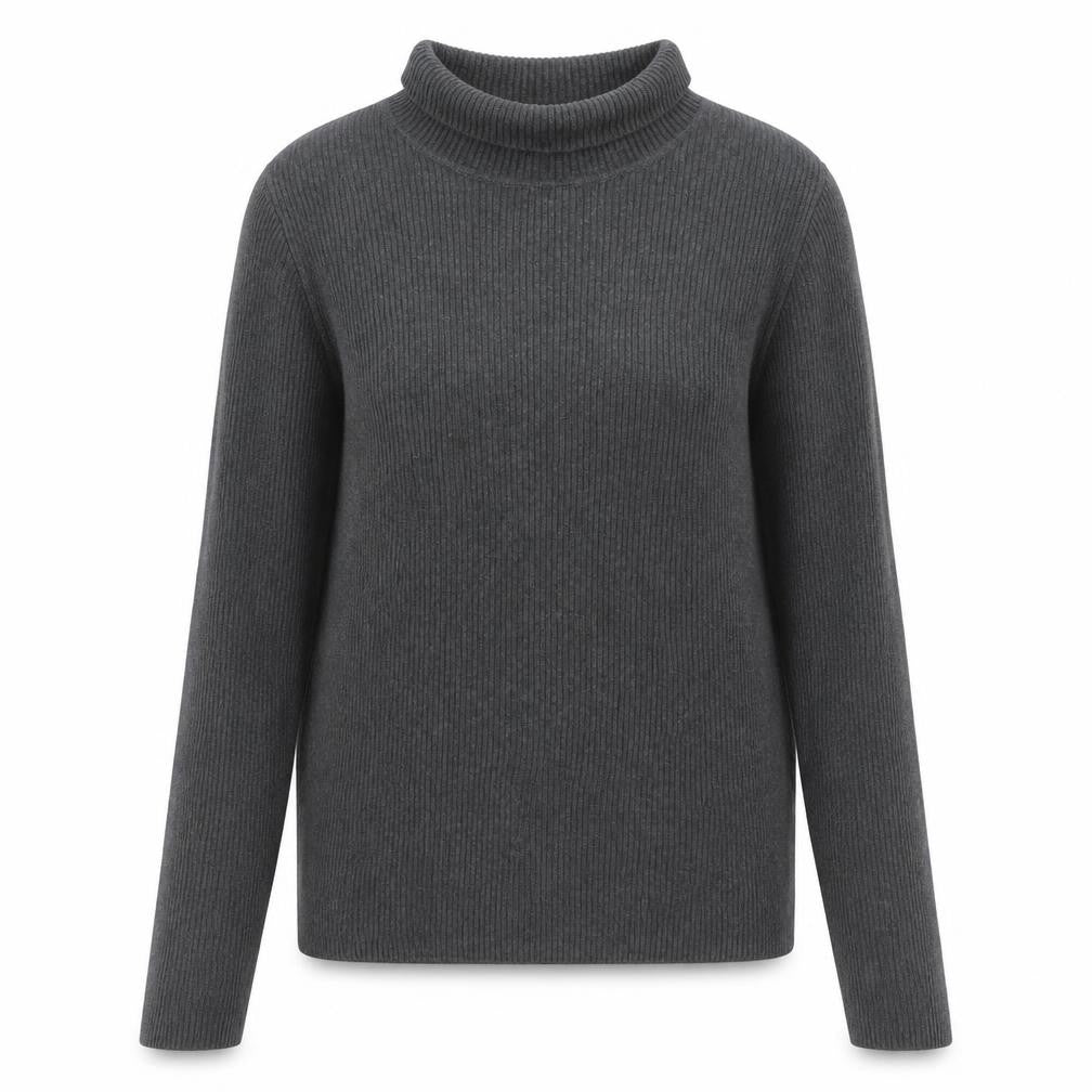 Ralph Lauren Women's Grey Roll Neck Cotton Jumper Size L
