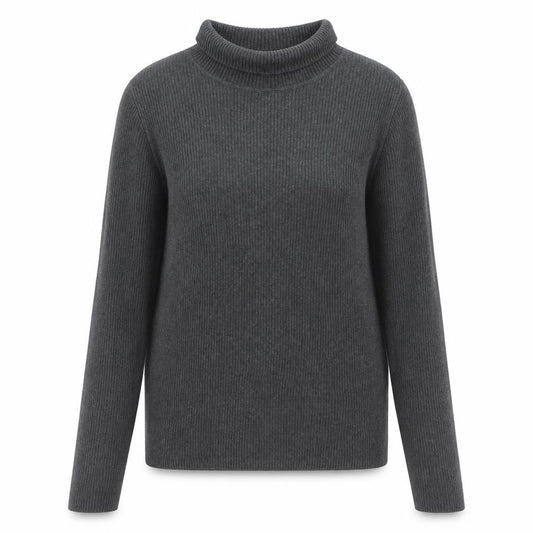 Ralph Lauren Women's Grey Roll Neck Cotton Jumper Size L