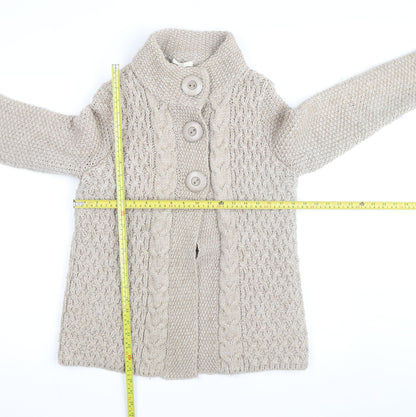 Marks and Spencer Women Beige Wool Blend Chunky Knit Cardigan UK 14