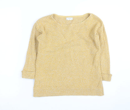 FatFace Women's Yellow Scoop Neck Knit Jumper Size M