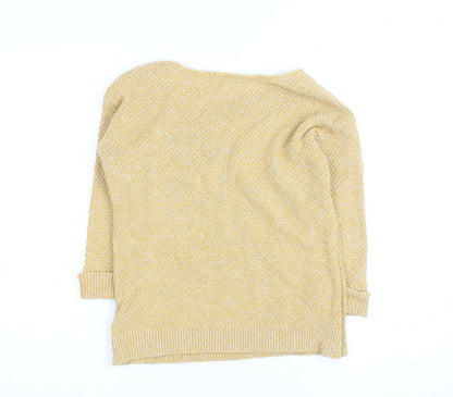 FatFace Women's Yellow Scoop Neck Knit Jumper Size M