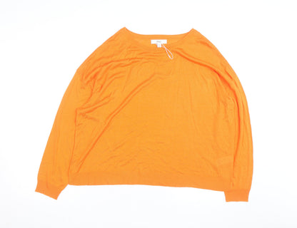 Marks and Spencer Women’s Orange Cotton Modal Crew Neck Jumper XL