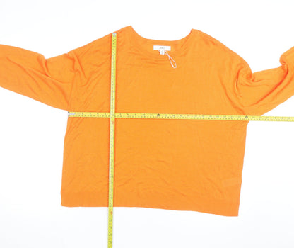Marks and Spencer Women’s Orange Cotton Modal Crew Neck Jumper XL