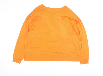 Marks and Spencer Women’s Orange Cotton Modal Crew Neck Jumper XL