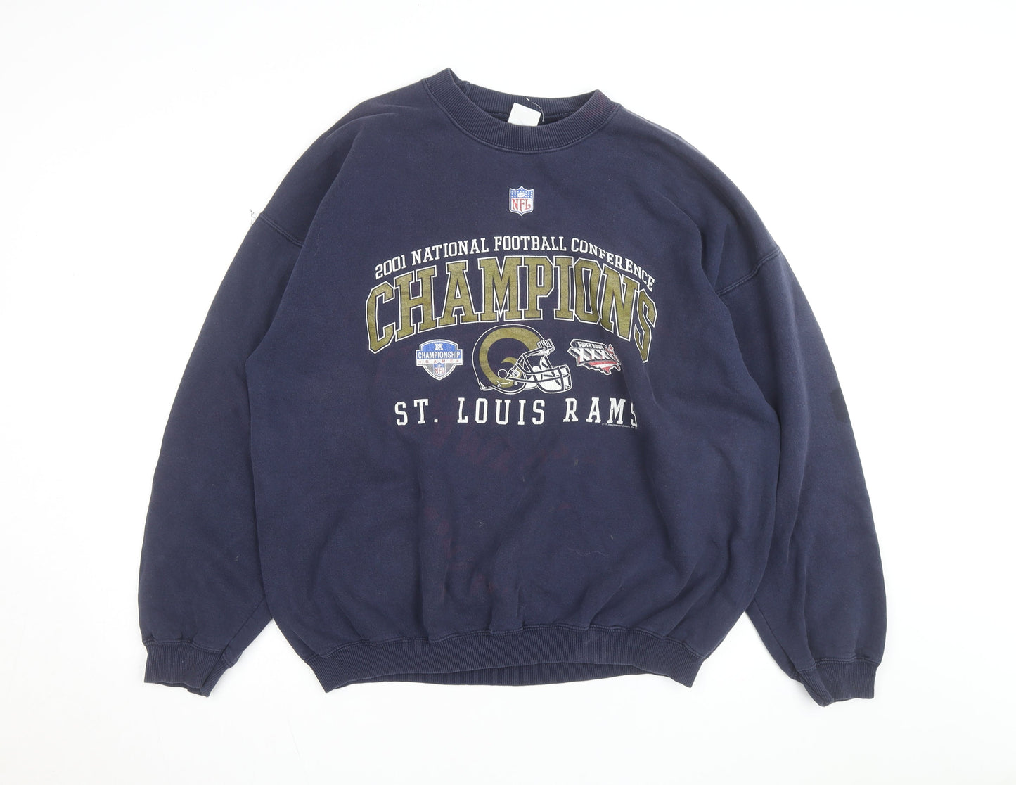 Gildan Men's Navy St. Louis Rams NFL Champions Crew Neck Sweatshirt XL