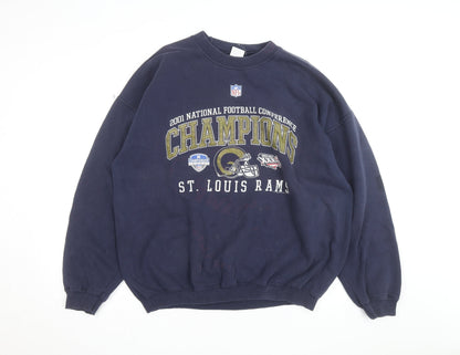 Gildan Men's Navy St. Louis Rams NFL Champions Crew Neck Sweatshirt XL