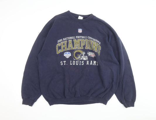 Gildan Men's Navy St. Louis Rams NFL Champions Crew Neck Sweatshirt XL