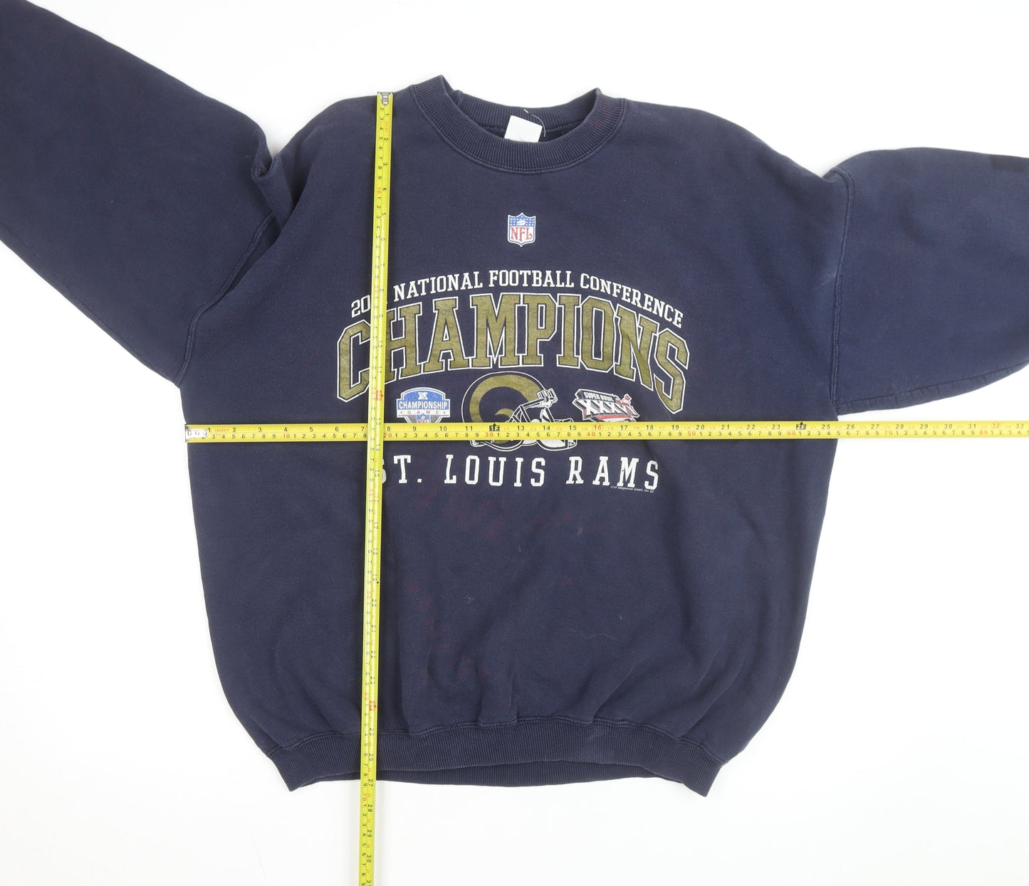 Gildan Men's Navy St. Louis Rams NFL Champions Crew Neck Sweatshirt XL