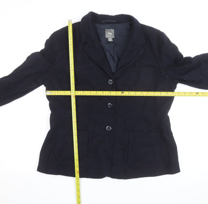 Gap Women Navy Wool Blend Single-Breasted Blazer UK 18