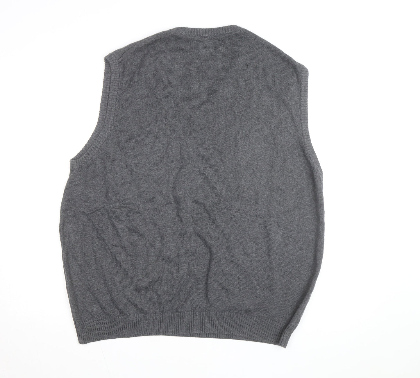 Chaps Men's Grey Cotton V-Neck Knit Sweater Vest XL Classic Style