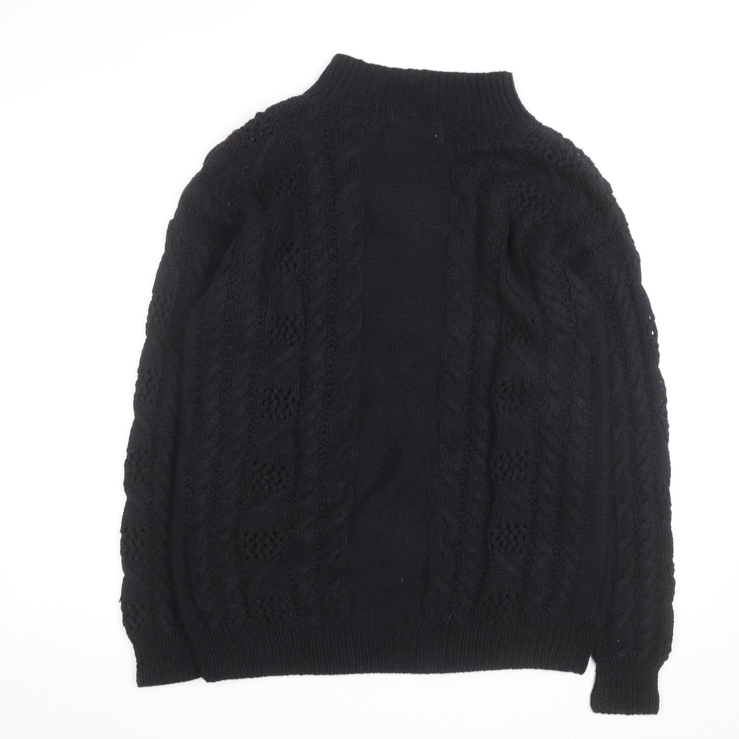 CLTO Handcrafted Men's Black Wool Cotton Cable Knit Cardigan M