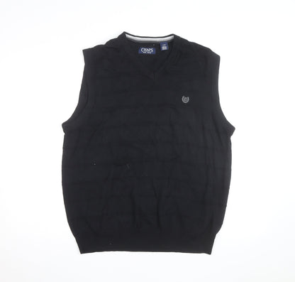 Chaps Men's Black Cotton Sleeveless V-Neck Knit Vest Size L