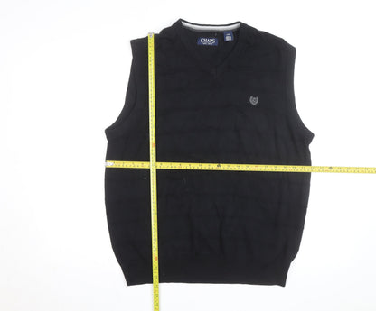 Chaps Men's Black Cotton Sleeveless V-Neck Knit Vest Size L