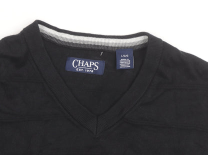 Chaps Men's Black Cotton Sleeveless V-Neck Knit Vest Size L