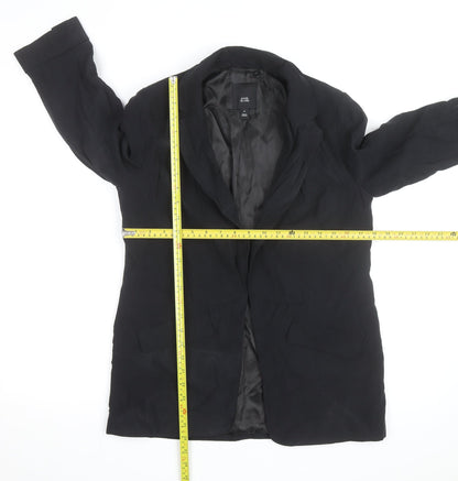 River Island Women’s Black Long Overcoat Size 8 Classic Style