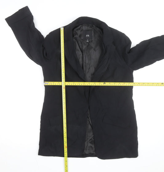 River Island Women’s Black Long Overcoat Size 8 Classic Style