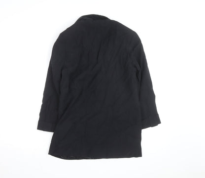 River Island Women’s Black Long Overcoat Size 8 Classic Style