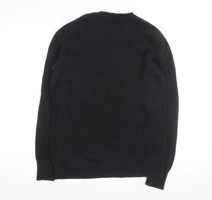 Gap Men Black Cotton Chunky Knit Crew Neck Jumper Size S