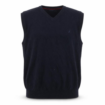Nautica Men's Blue Cotton Argyle V-Neck Sleeveless Jumper XL