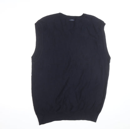 Nautica Men's Blue Cotton Argyle V-Neck Sleeveless Jumper XL