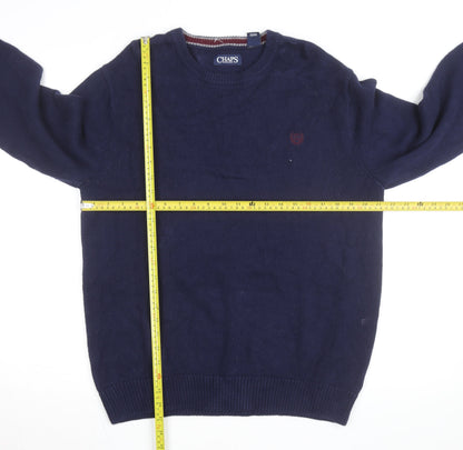 Chaps Men's Blue Cotton Crew Neck Pullover Jumper M