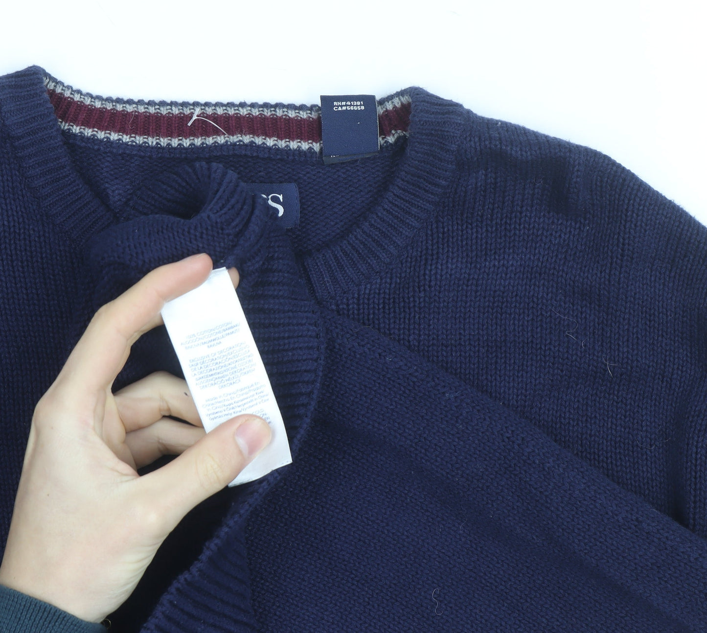 Chaps Men's Blue Cotton Crew Neck Pullover Jumper M