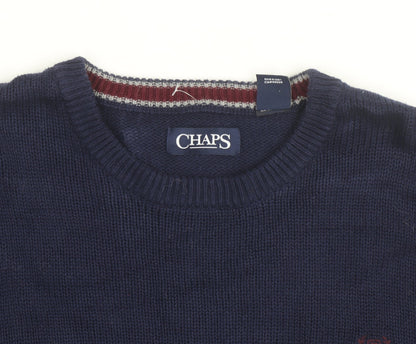 Chaps Men's Blue Cotton Crew Neck Pullover Jumper M