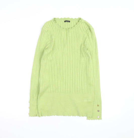 Roman Women’s Green Ribbed Knit Long Sleeve Pullover Jumper Size 16