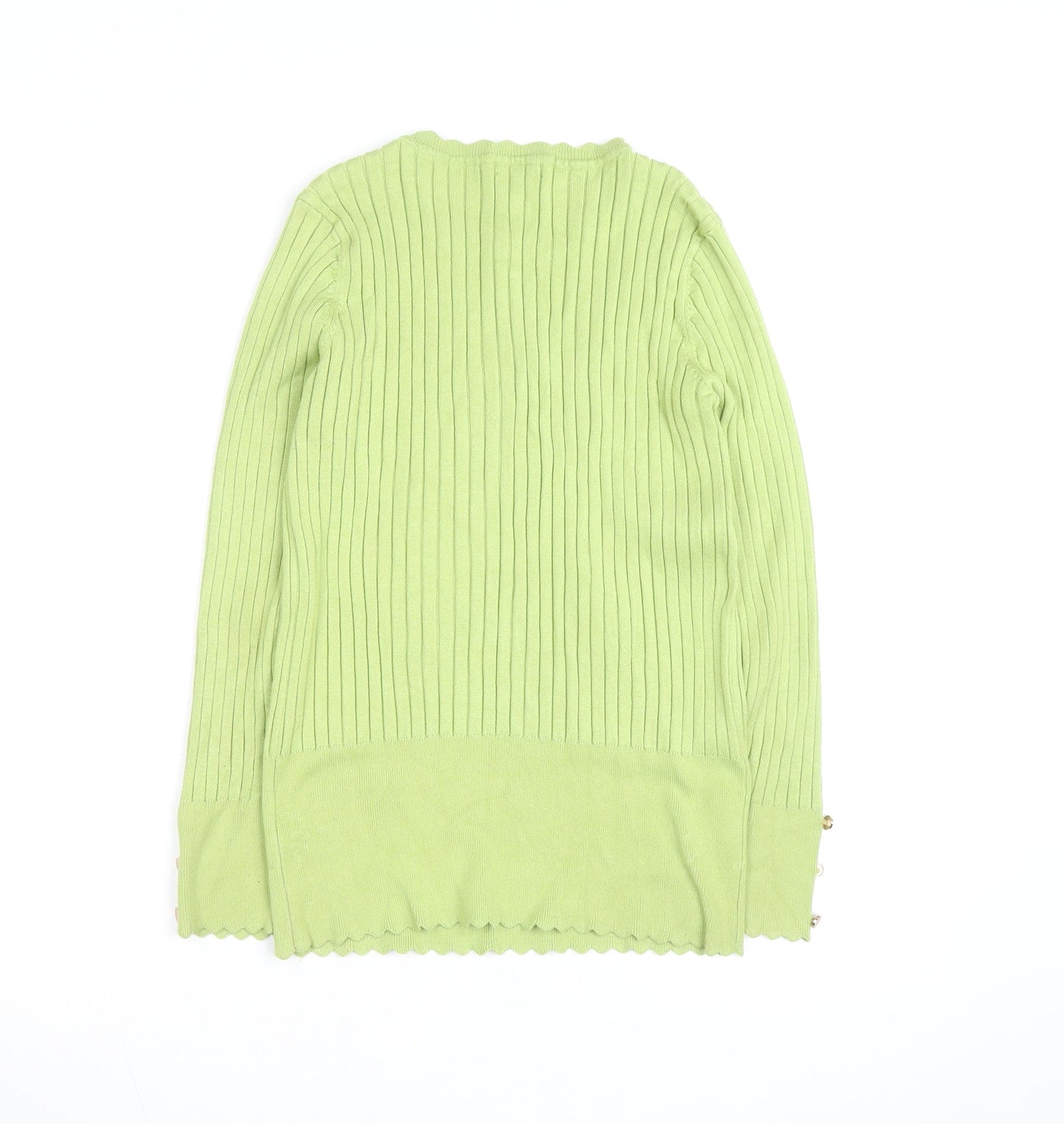Roman Women’s Green Ribbed Knit Long Sleeve Pullover Jumper Size 16
