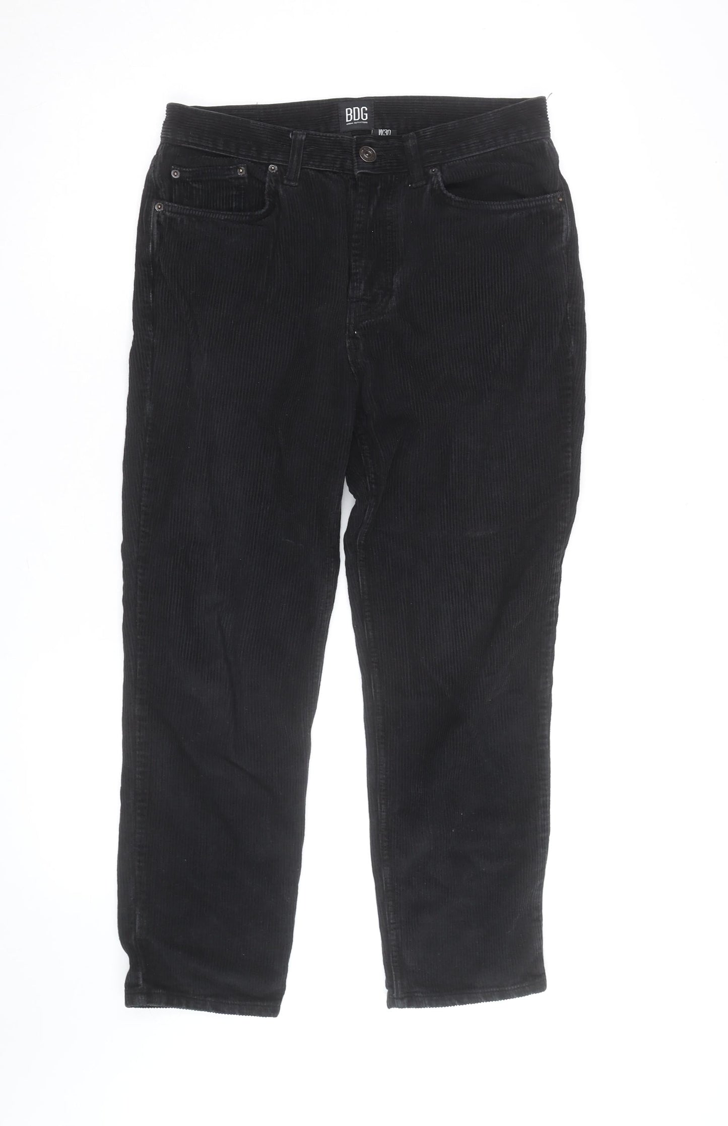 BDG Men’s Black Corduroy Dad Trousers W30 L30 Straight Leg