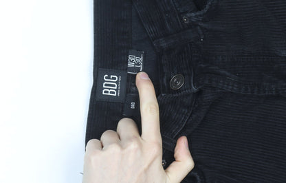 BDG Men’s Black Corduroy Dad Trousers W30 L30 Straight Leg