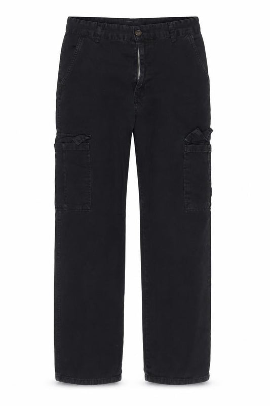 Stradivarius Mens Black Cargo Trousers S Regular Fit Cotton