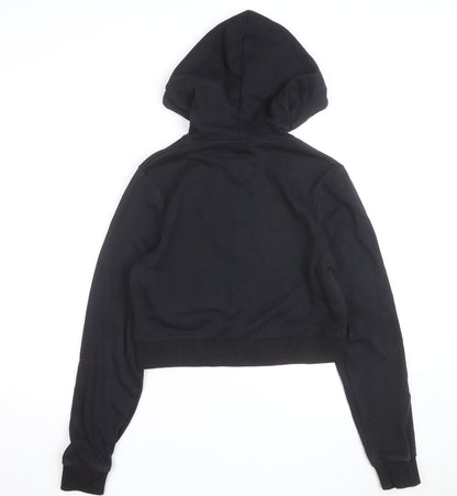 Section Womens Black Cropped Pullover Hoodie Size 10 Embellished Logo