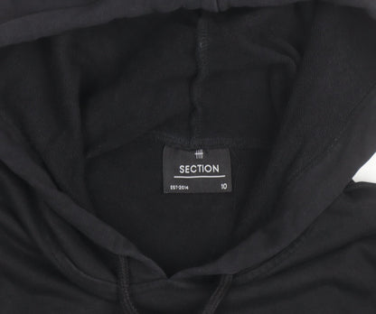 Section Womens Black Cropped Pullover Hoodie Size 10 Embellished Logo