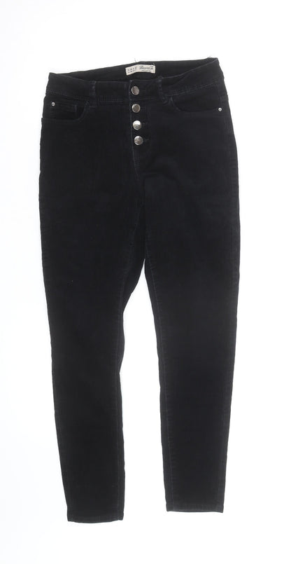 Denim Co Women Black Corduroy Skinny High Rise Trousers Size 10