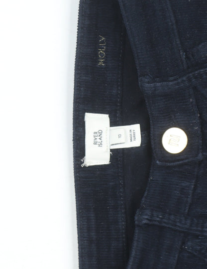 River Island Women Blue Corduroy Skinny Trousers Size 10