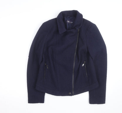Marks and Spencer Women’s Blue Wool Blend Biker Jacket Size 10