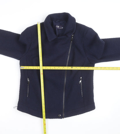 Marks and Spencer Women’s Blue Wool Blend Biker Jacket Size 10