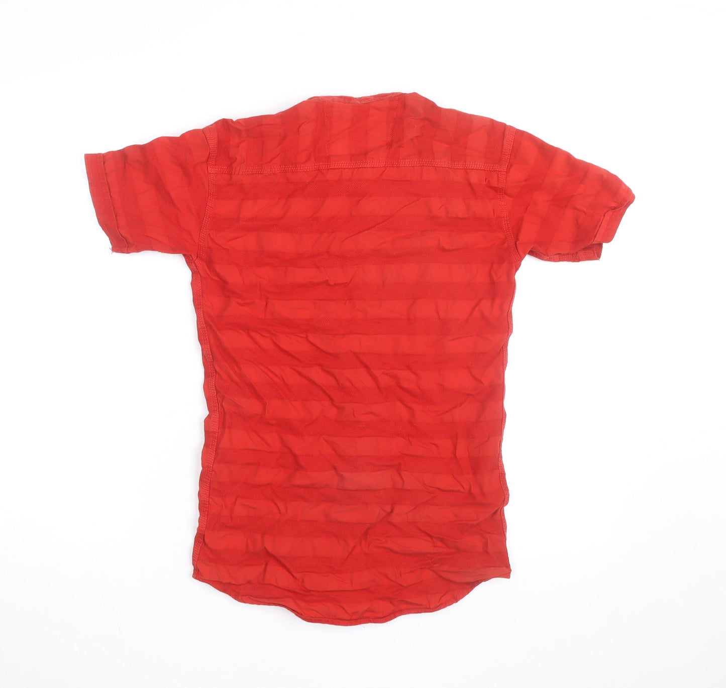 Gansta Red Short Sleeve Button-Up Cotton Women's Shirt M